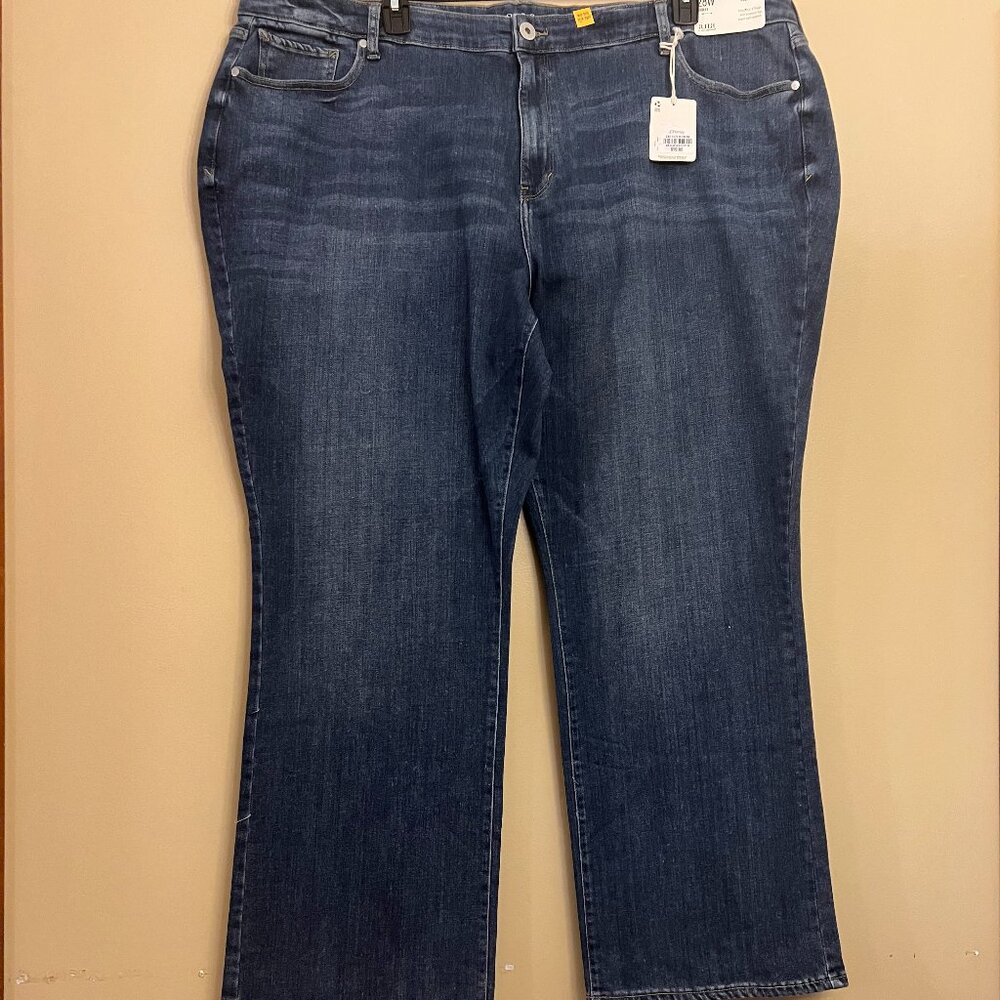 ANA women's Mid Rise slim boot jean denim, dark blue, Size 28W New with Tag